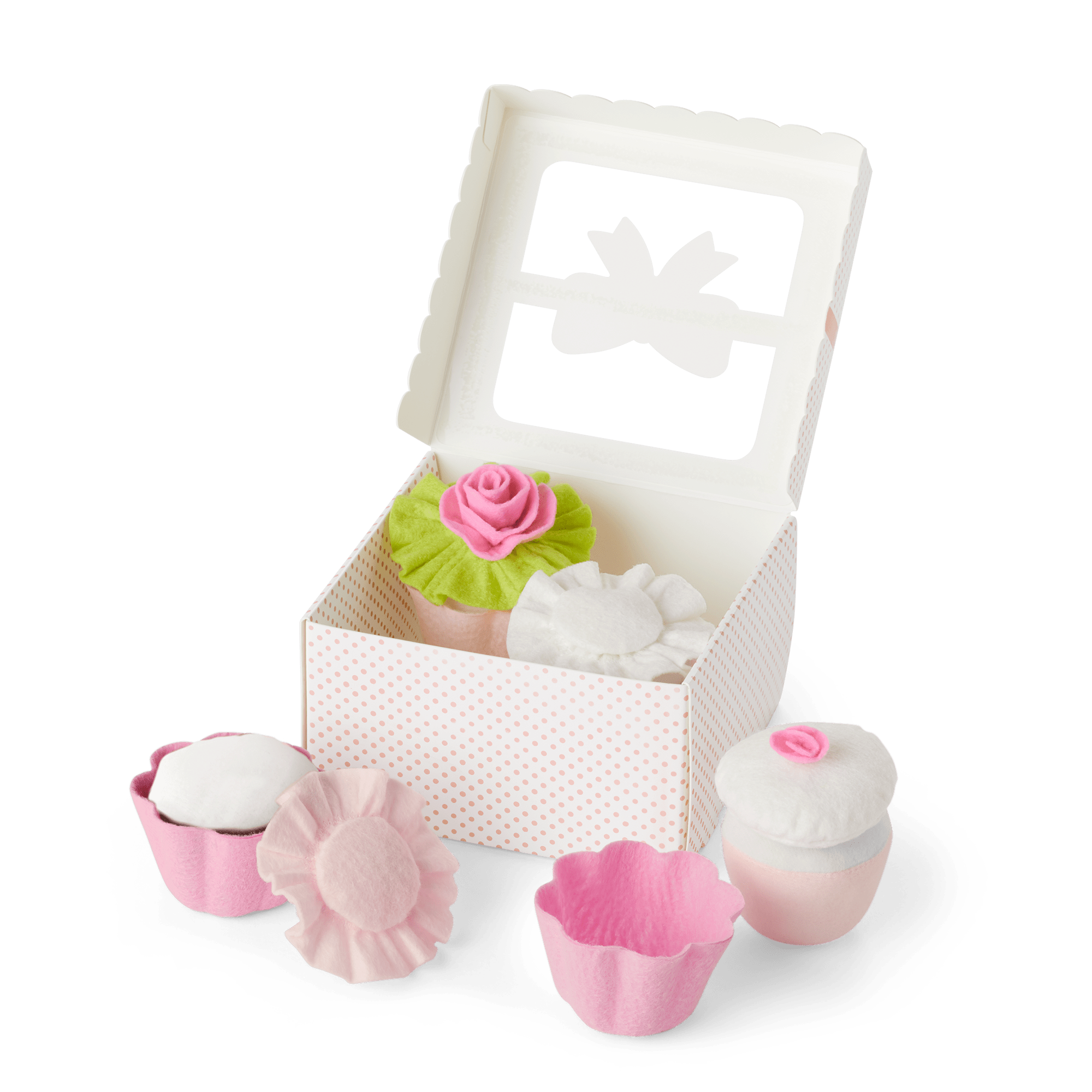 Bitty’s Stackable Felt Cupcakes Set for Dolls – 4-Piece Birthday Play