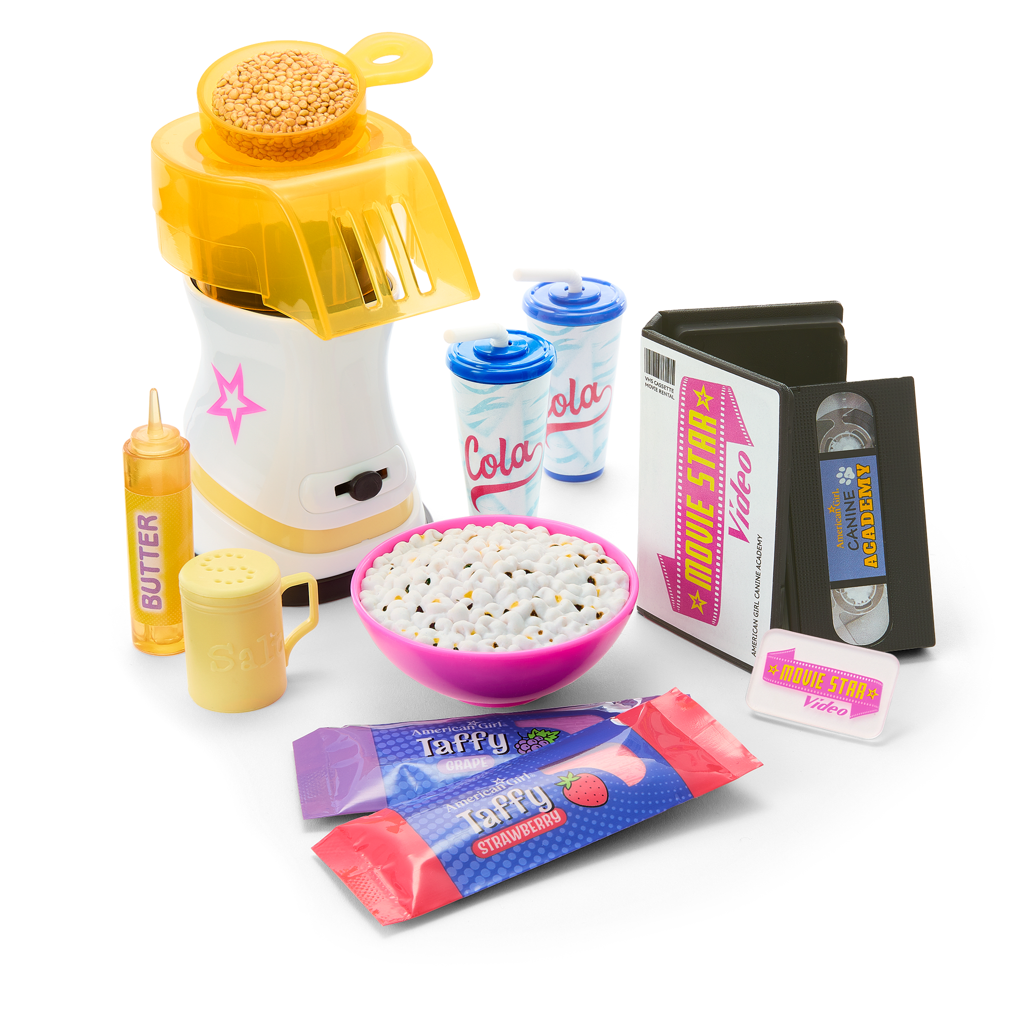 18-inch Doll Movie Night Set with Popcorn & VHS Accessories