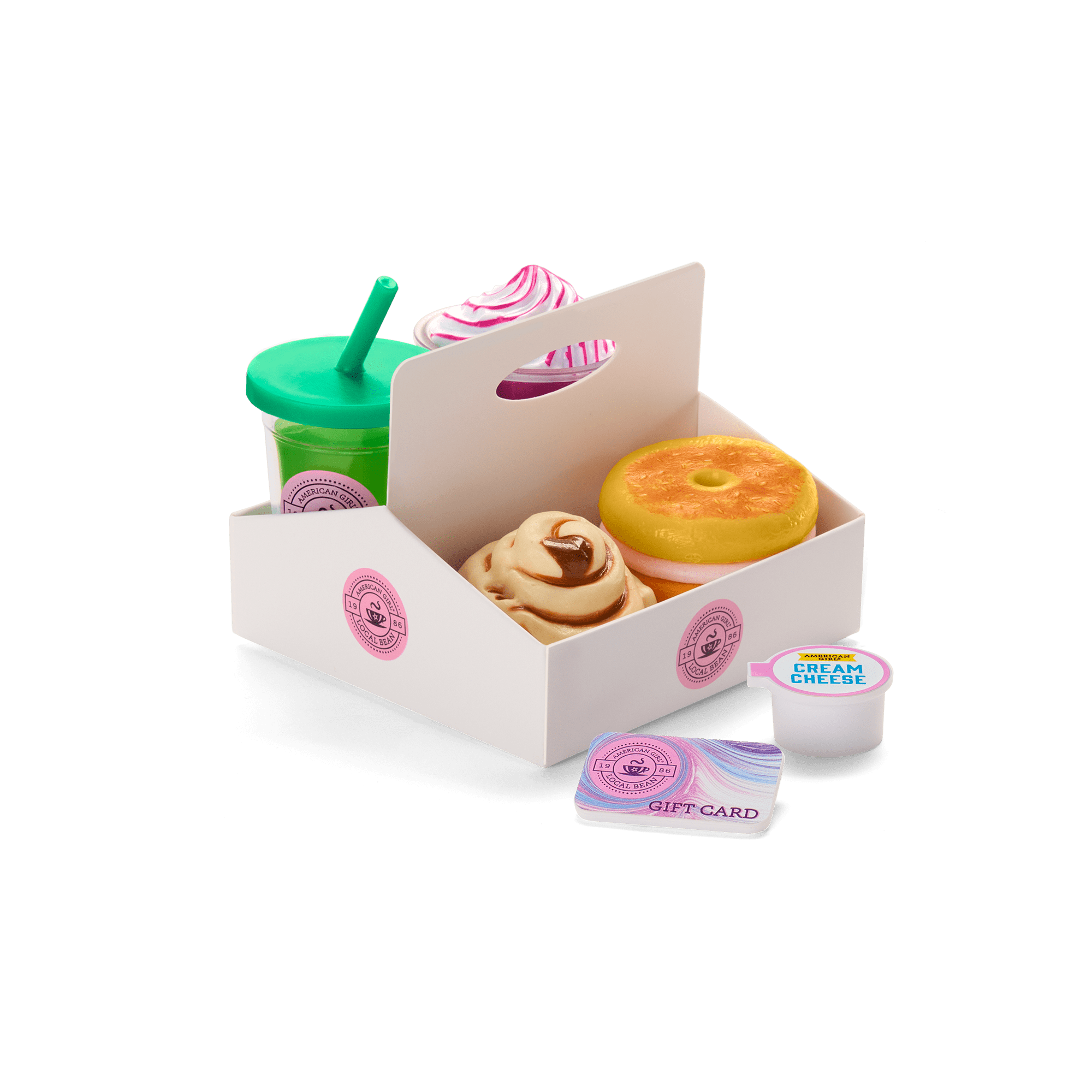 American Girl Coffee Shop Doll Breakfast Set with Cinnamon Roll & Drinks