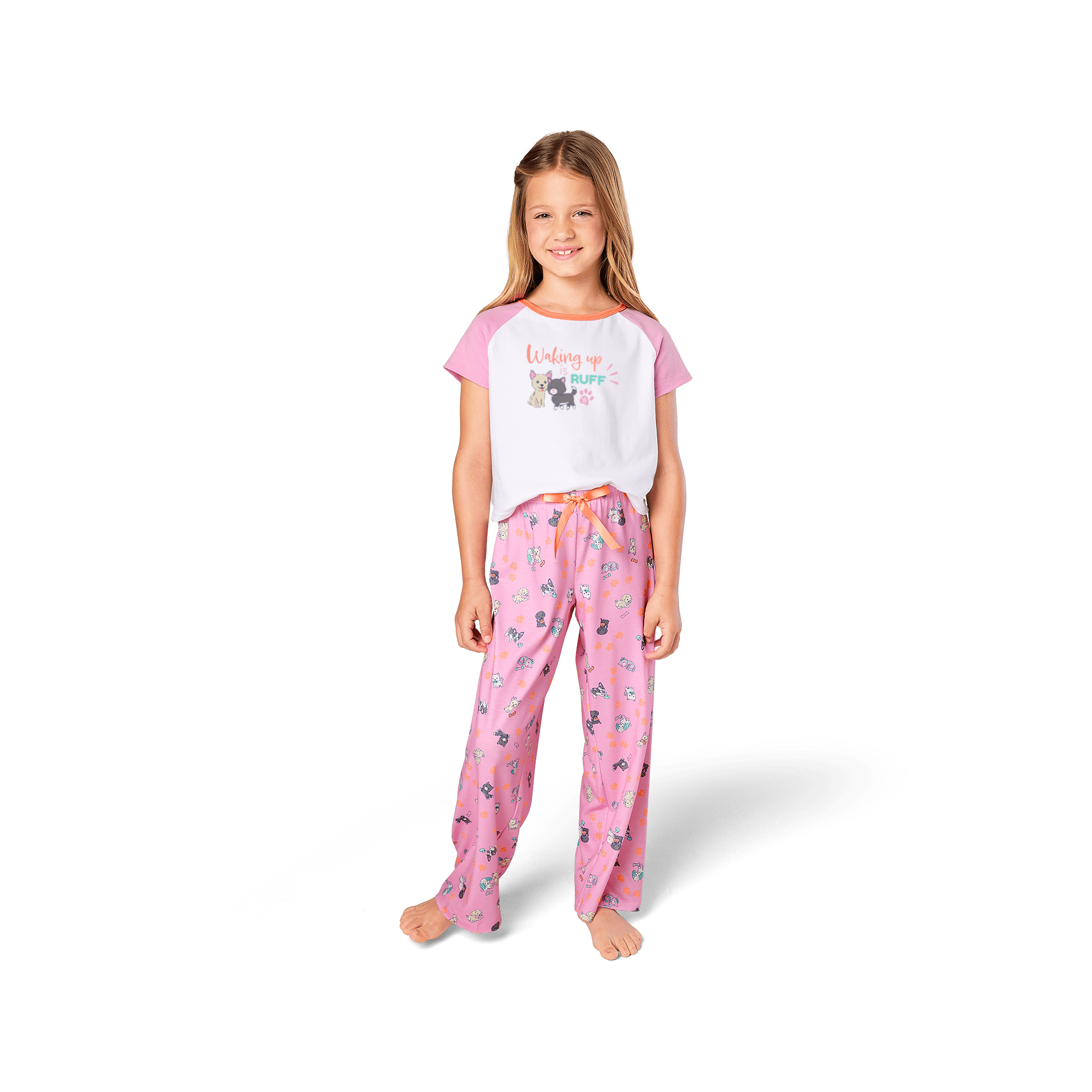 Girls' Puppy & Kitty Pajama Set - Waking Up Is Ruff PJs