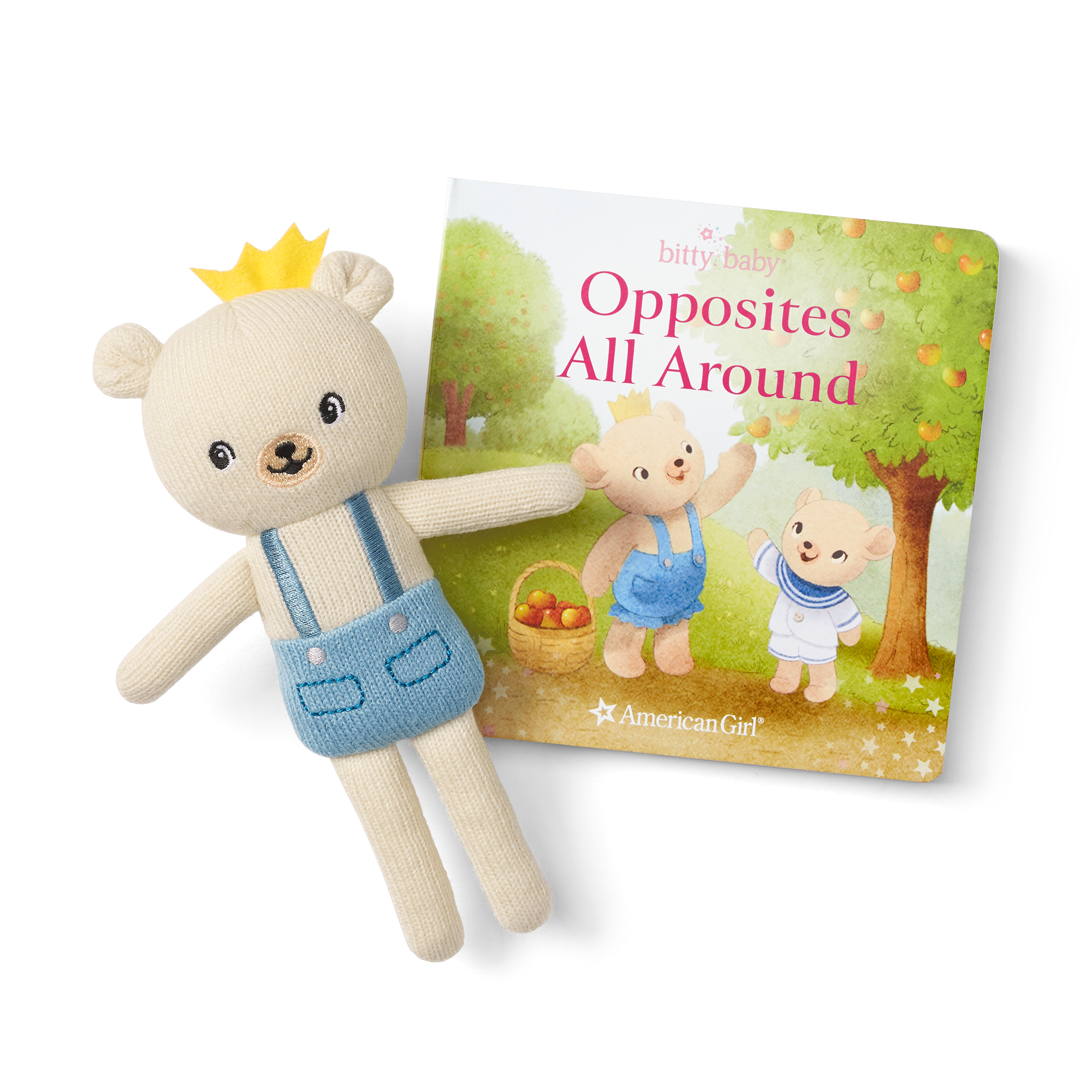 Bitty’s Bear Friend Plush Toy & Opposites Board Book Set