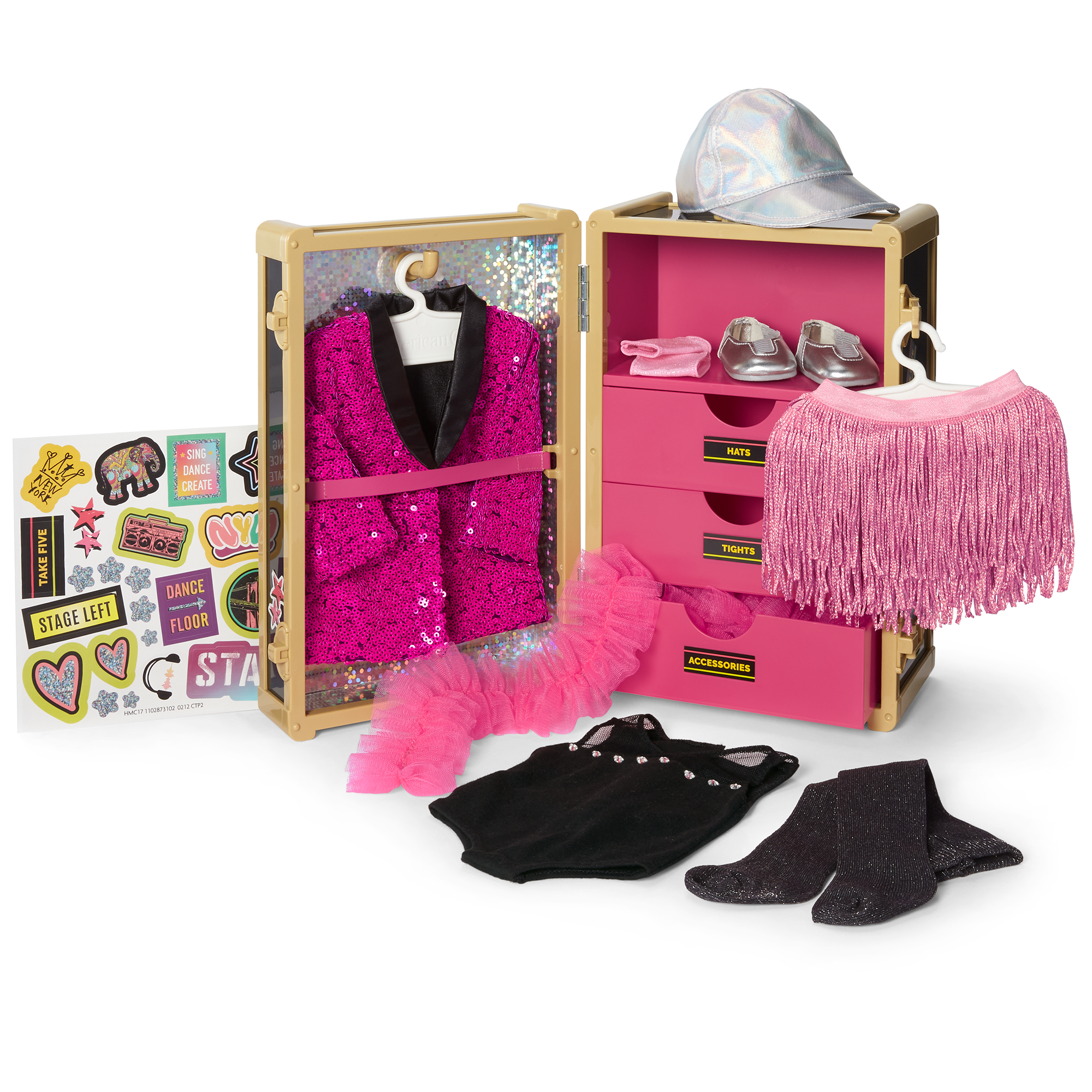 18-Inch Doll Theater Trunk with Costume Accessories & Storage