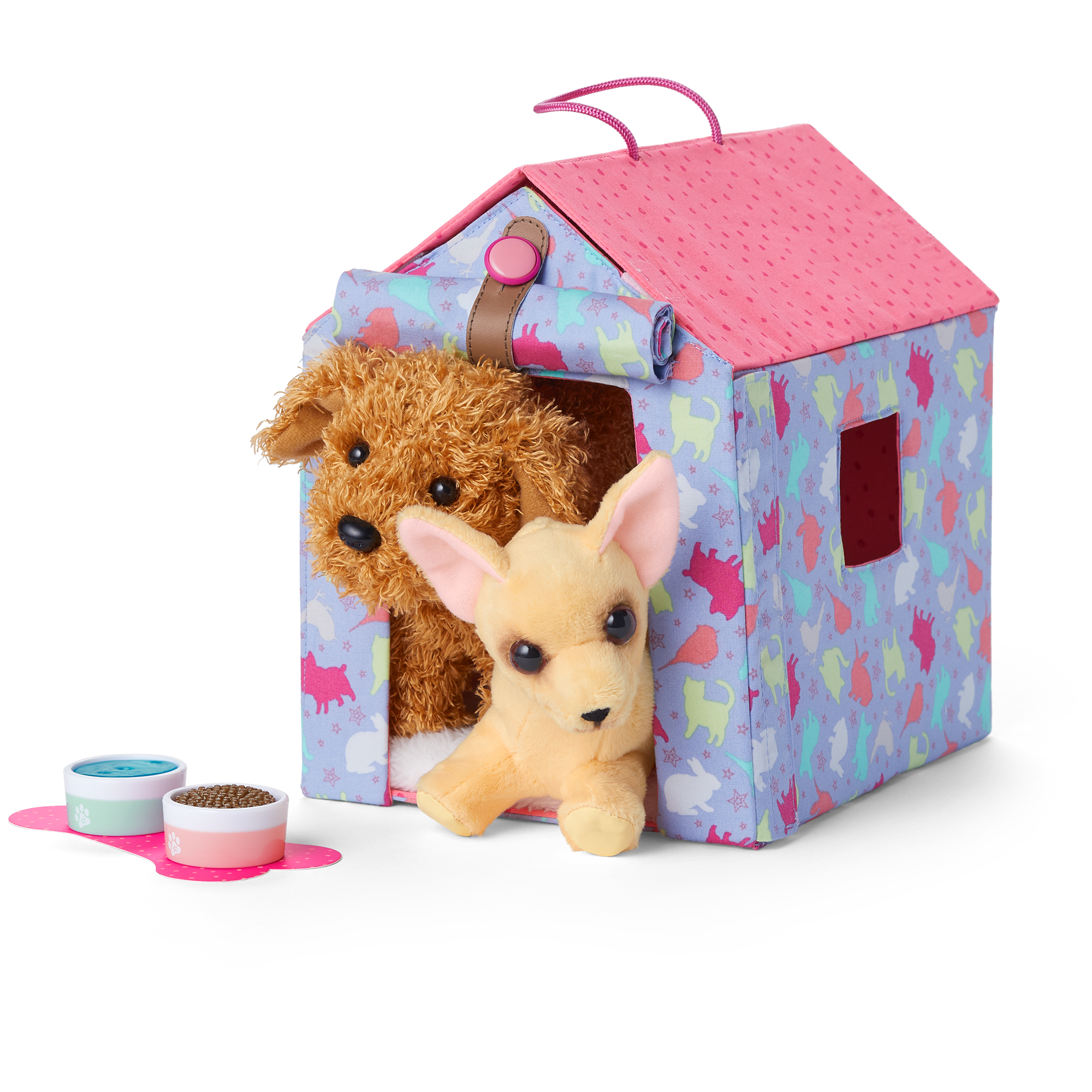 American Girl Pet Doghouse with Reversible Cushion & Bowls Set