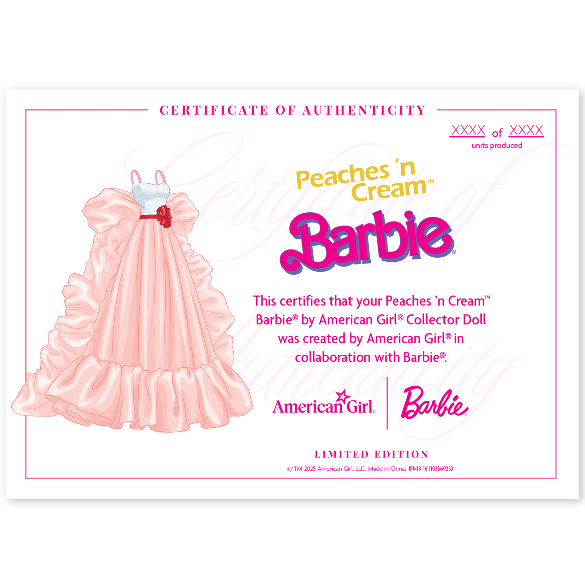 Peaches ’n Cream Barbie Collector Doll by American Girl