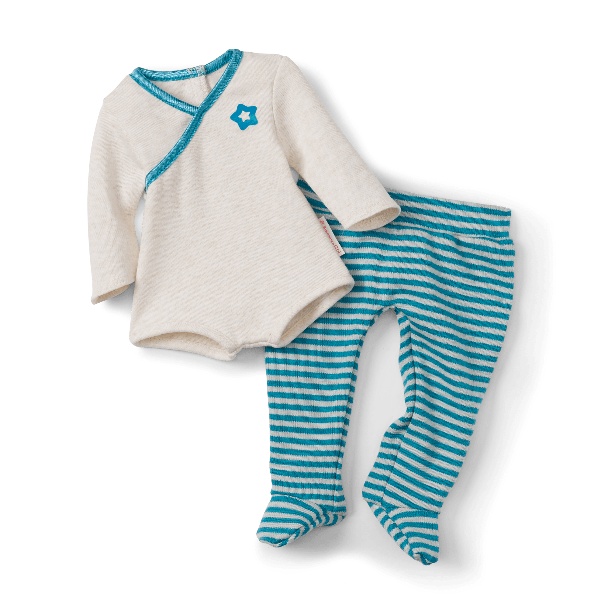 Bitty Baby Doll with Brown Hair in Soft Blue Outfit