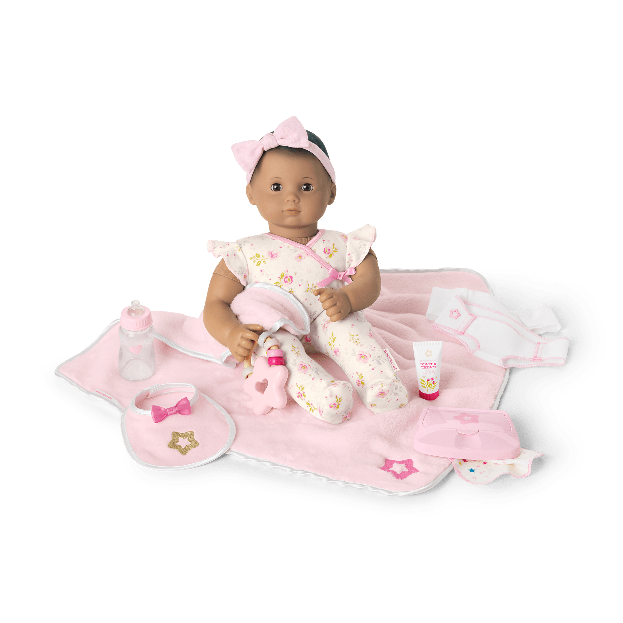 Bitty Baby Doll with Brown Hair & Care Play Set - 15" Tan Skin