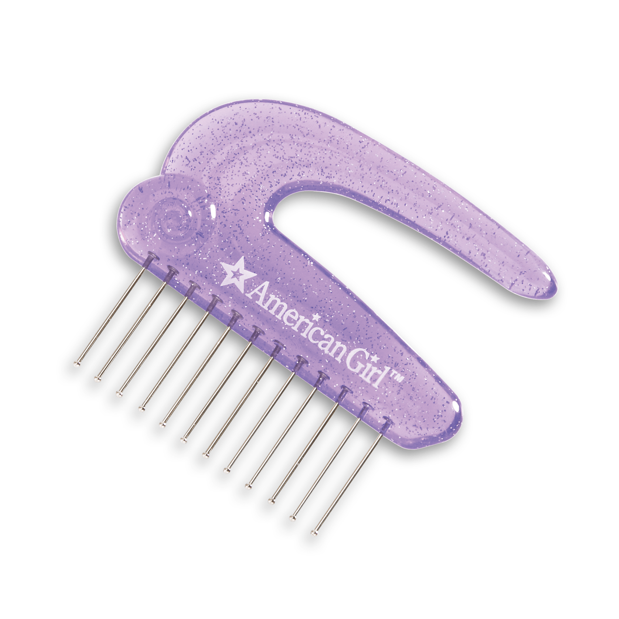 Sparkly Purple Hair Pick for Dolls with Metal Tines