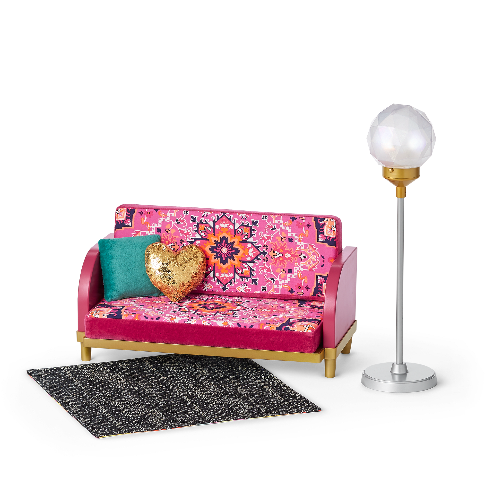 American Girl Doll Community Center Accessory Set with Light-Up Lamp & Reversible Pillows