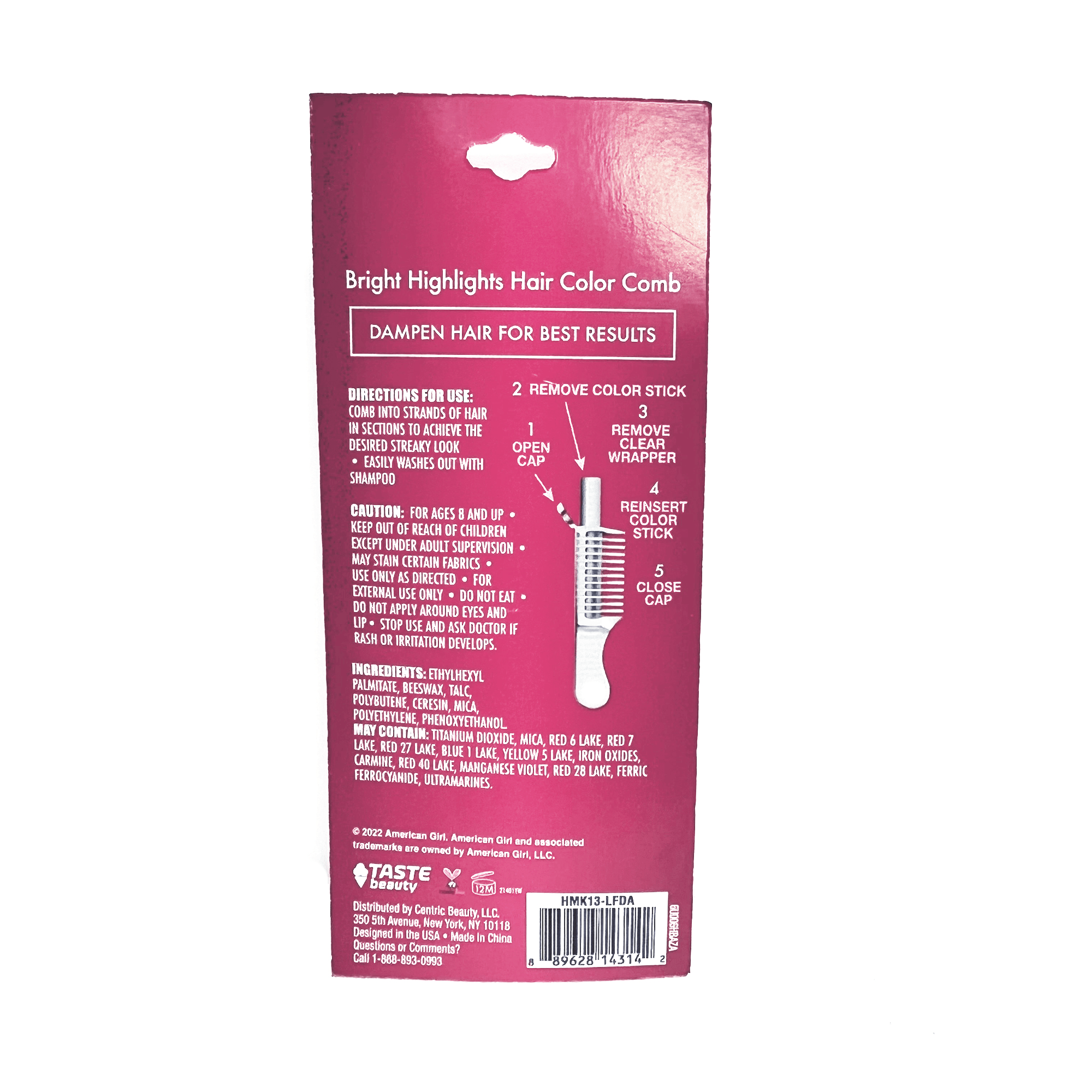Color Comb for Girls with Bright Highlights - Washable & Cruelty-Free