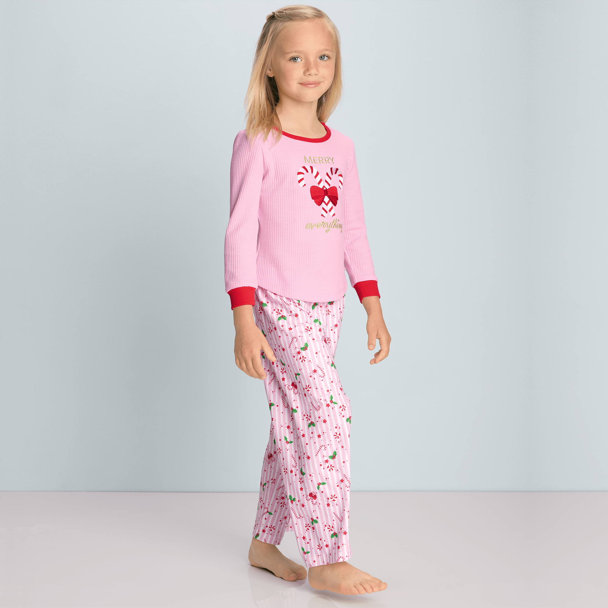 Festive Girls' Merry Everything Pajama Set - XS to XL