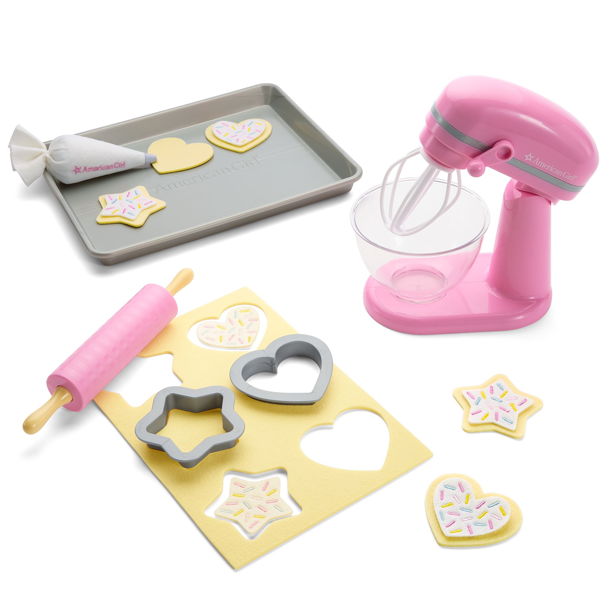 Bitty Baby Baking Set with Mixer & Cookie Cutters – Pink Play Kitchen Toy