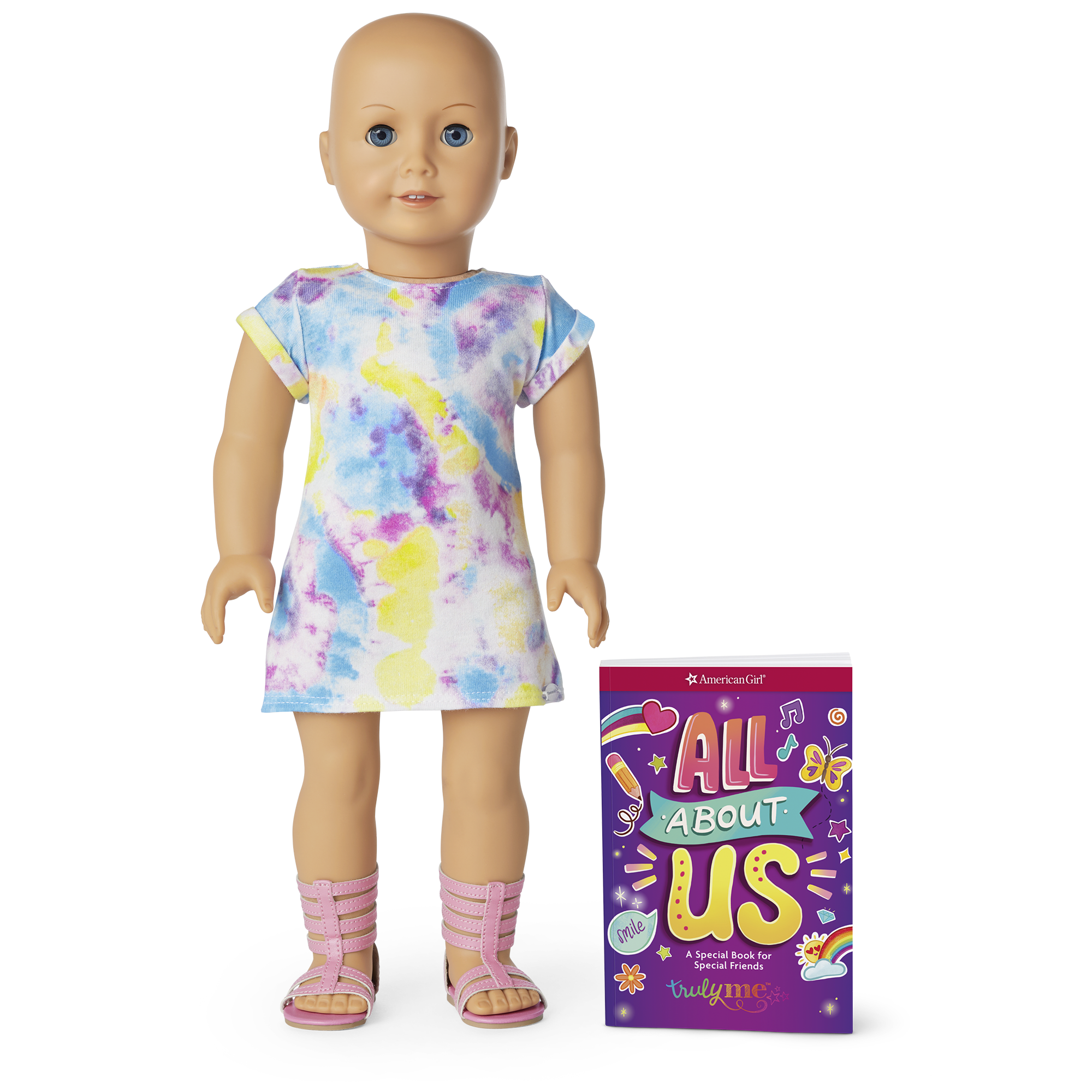 Truly Me™ 18-inch Doll #105 - Bald, Light-Blue Eyes, Artsy Outfit