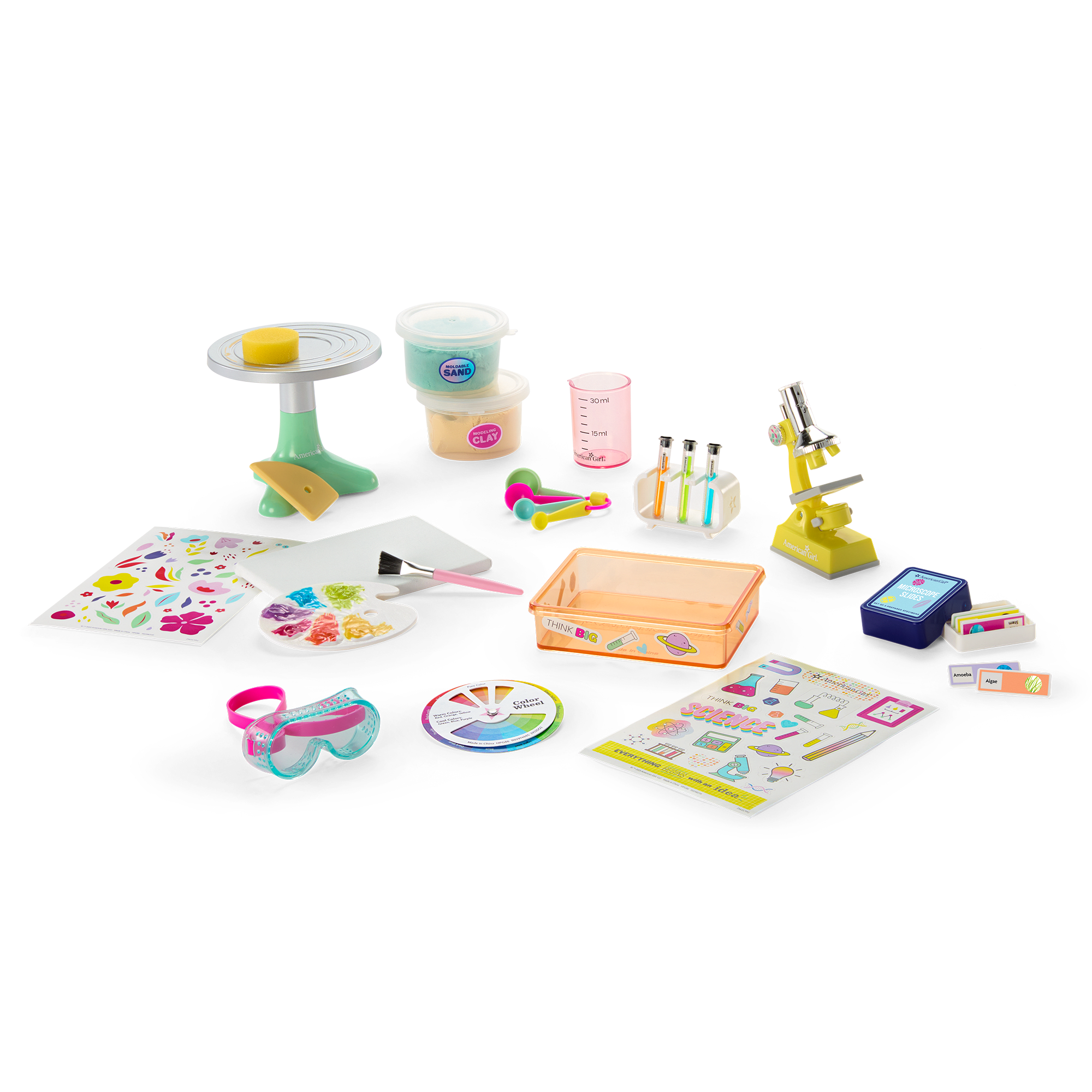 18-inch Doll STEAM Art & Science Playset with Pottery Wheel & Microscope