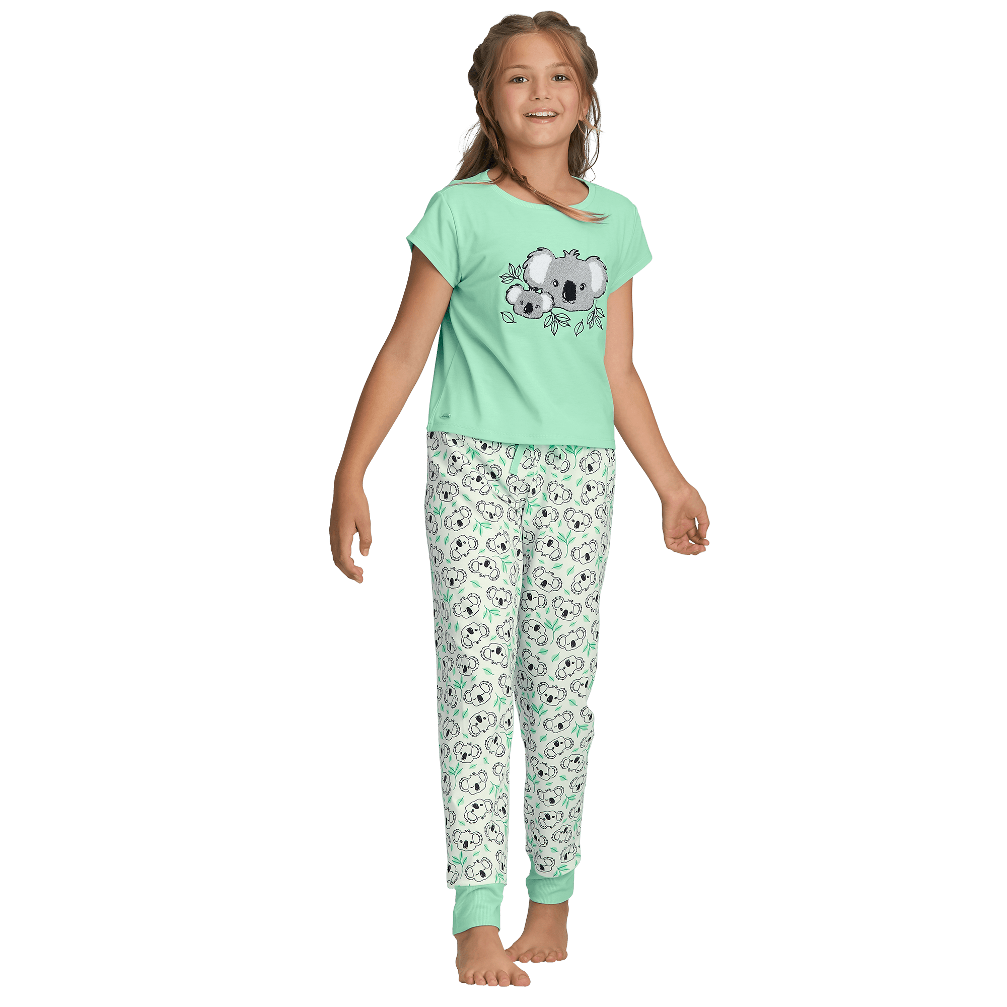 Kira’s Koala Print Pajama Set for Girls - Short Sleeve & Jogger Pants