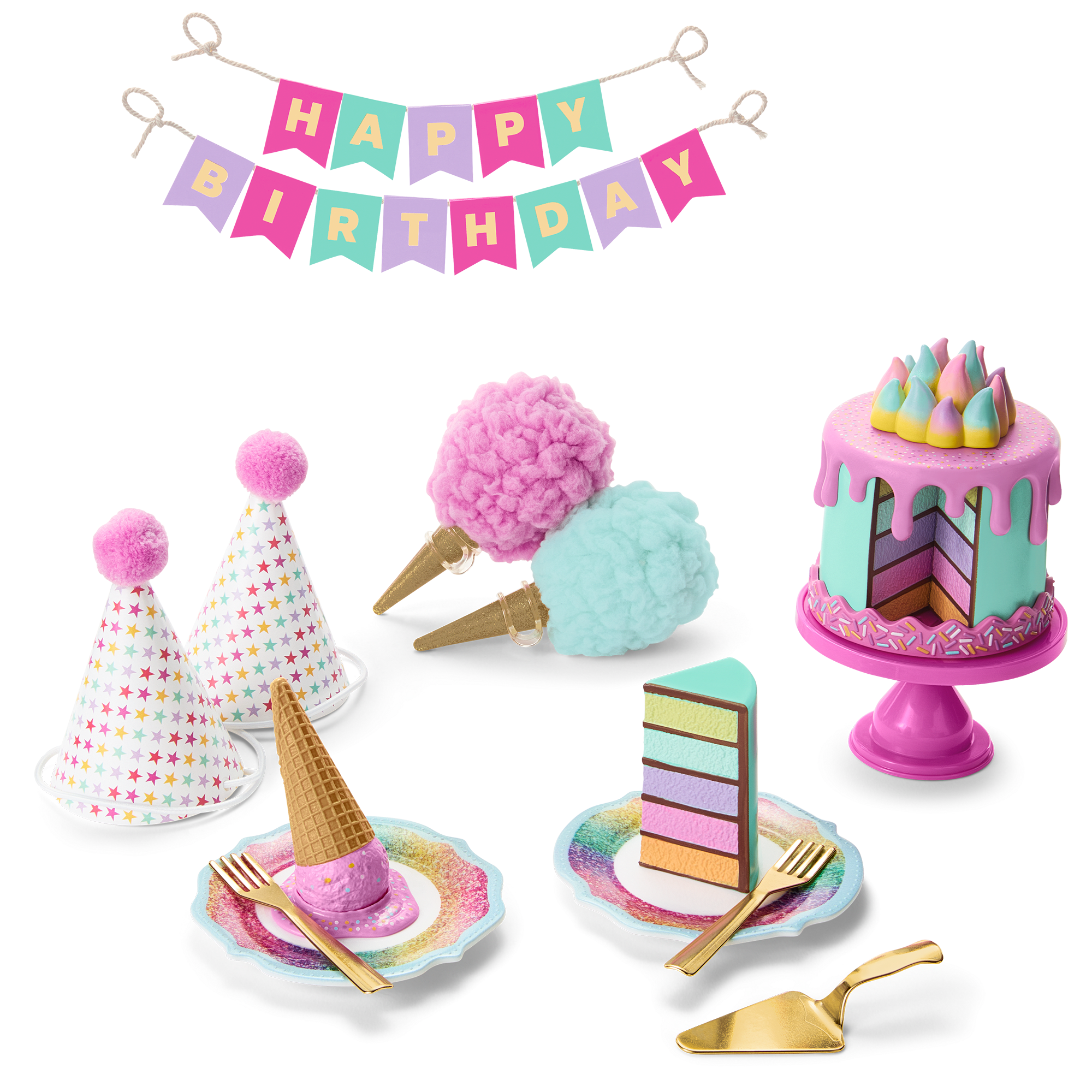 18-inch Doll Birthday Party Set with Cake & Accessories