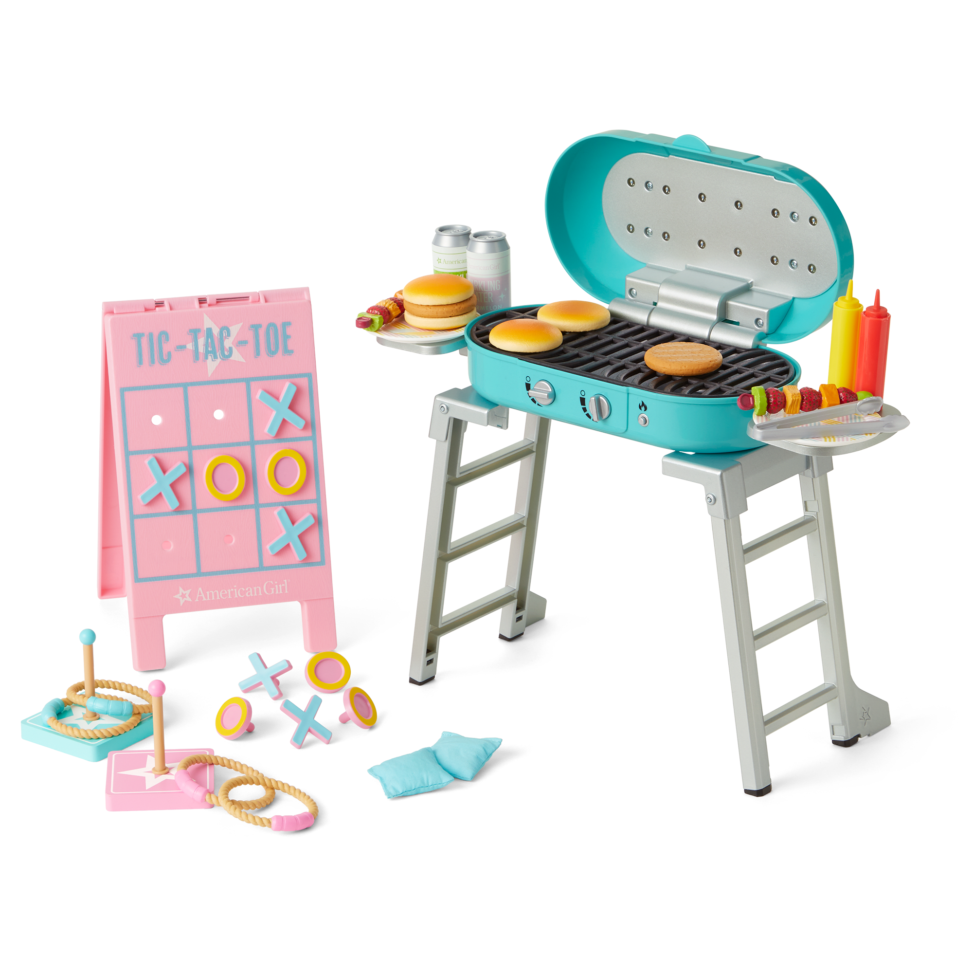 American Girl Doll Grill & Games Set with Light-Up BBQ & Accessories