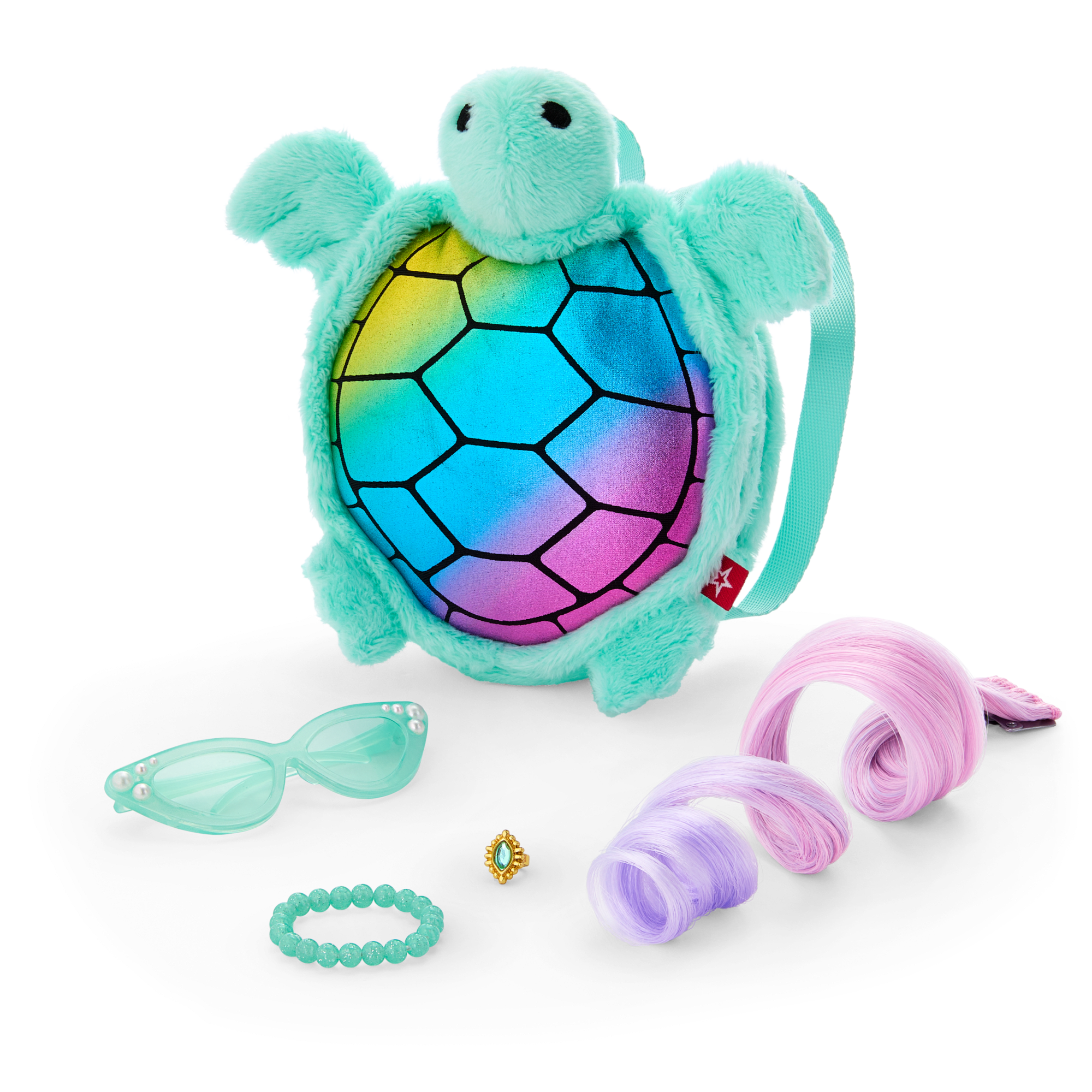 18-inch Doll Sea Turtle Backpack & Accessory Set - Reversible Plush & Glittery