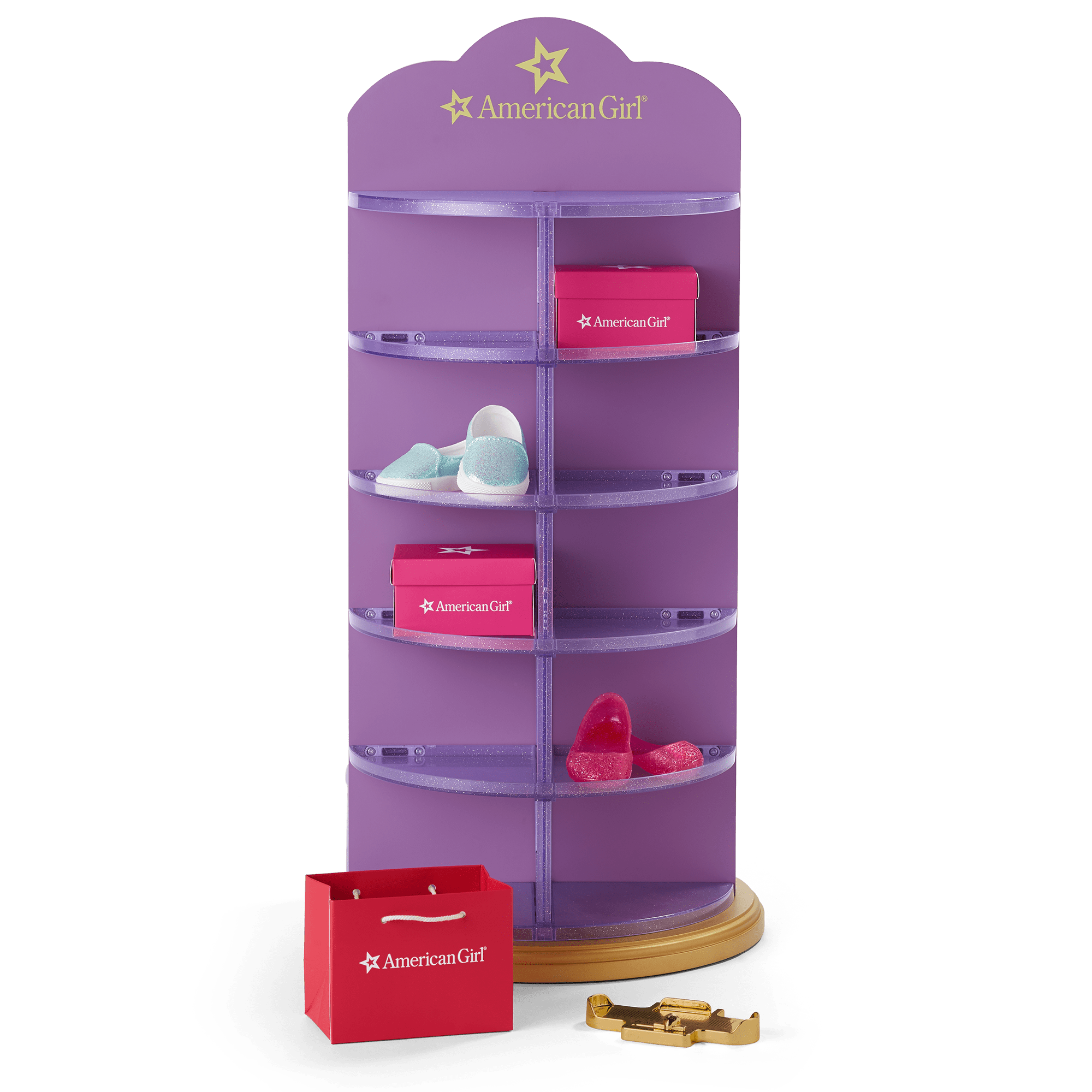 American Girl Shoe Storage Tower with Mirror & Seating - Holds 12 Pairs