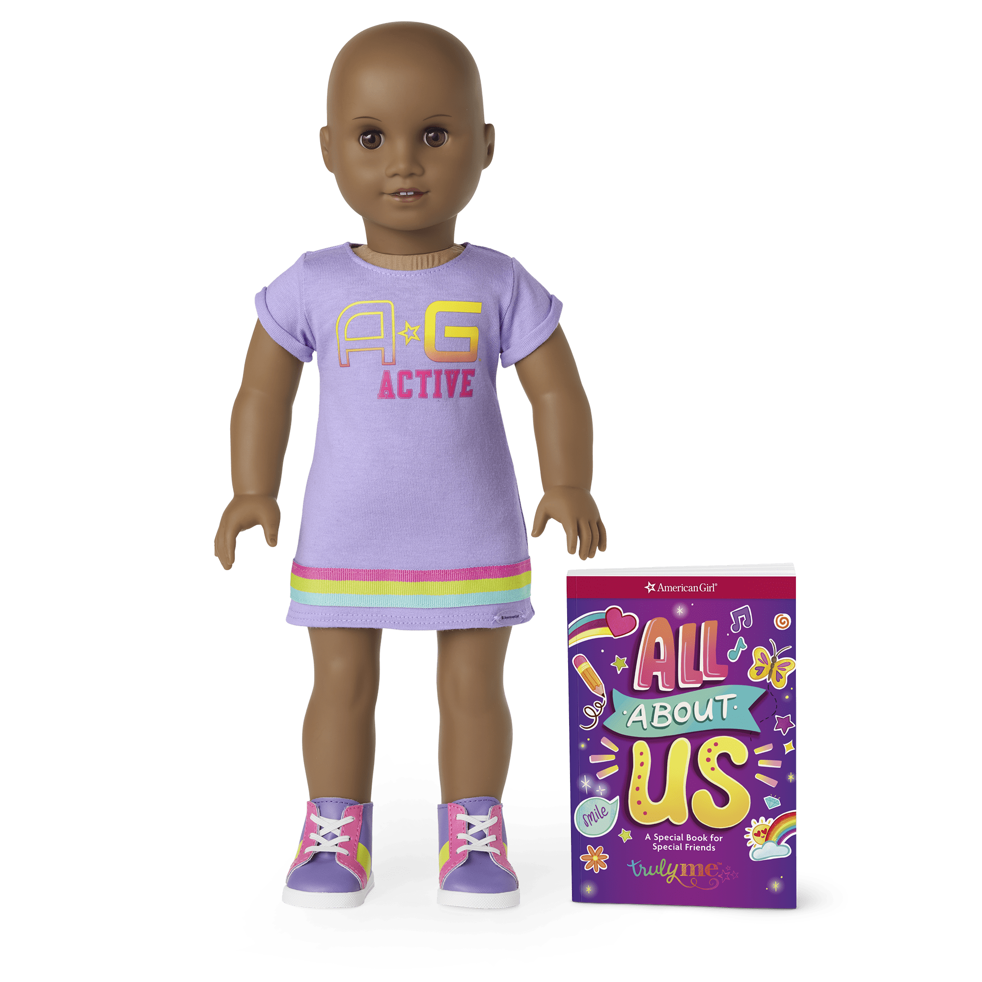 Truly Me™ 18-inch Doll #114 - Bald, Deep Skin, Sporty Outfit