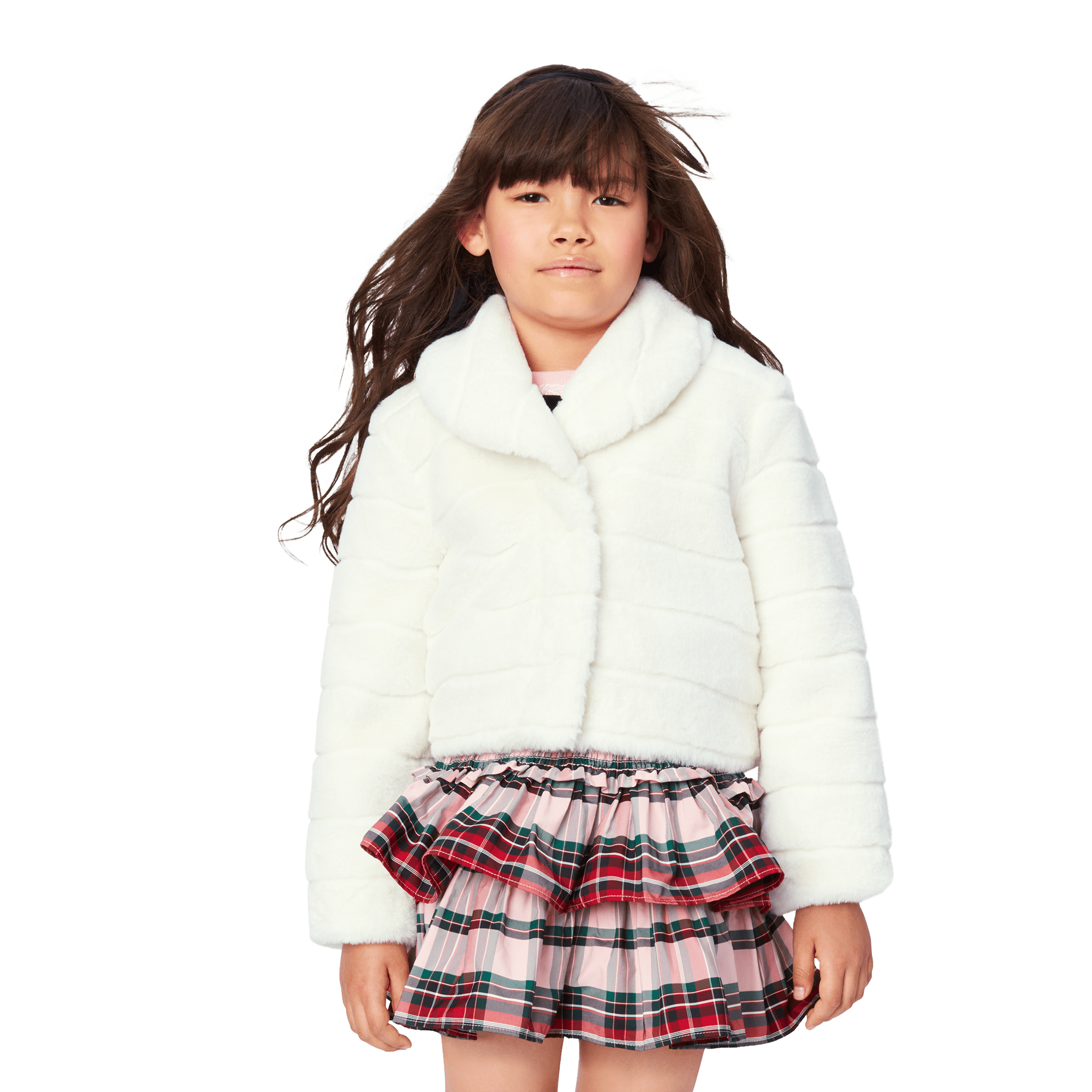 American Girl Faux Fur Winter Jacket for Girls – White Plush Coat