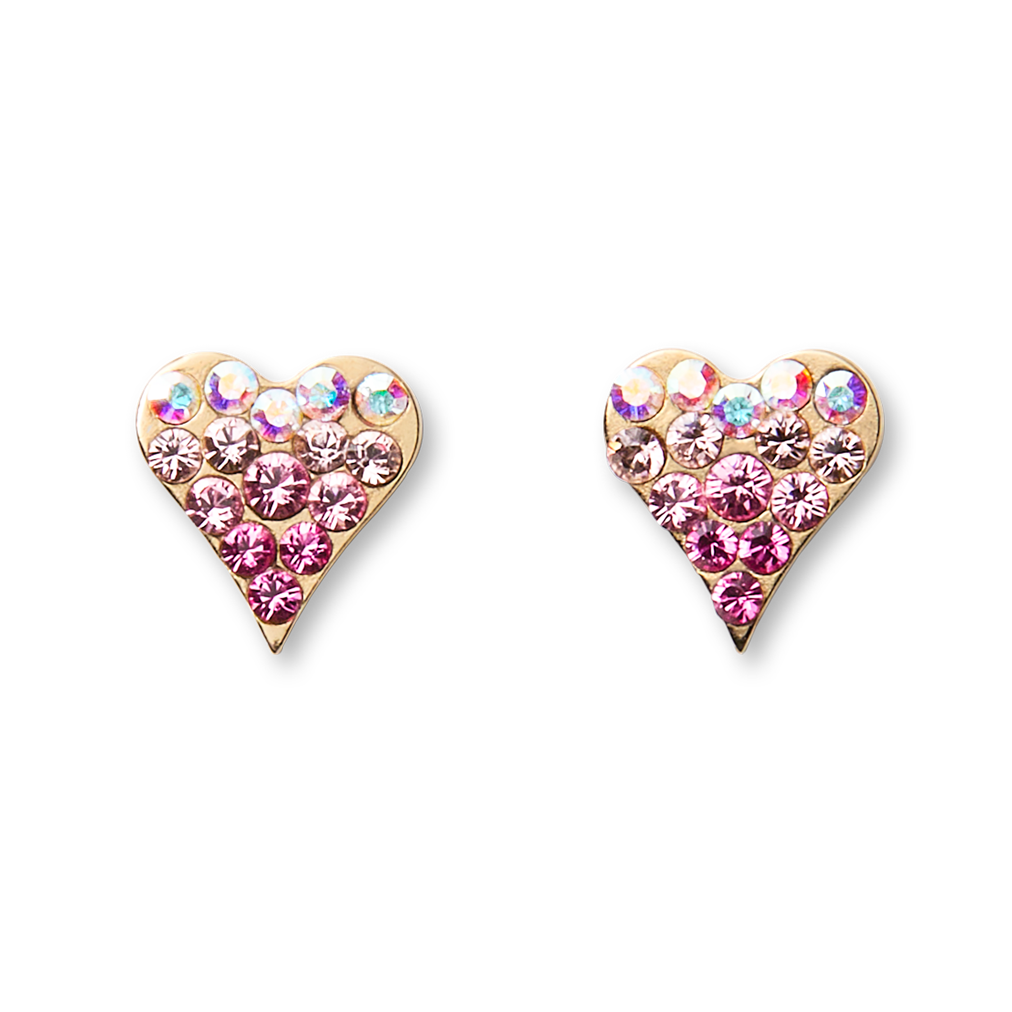 14K Gold Pink Crystal Heart Stud Earrings for Girls by American Girl®