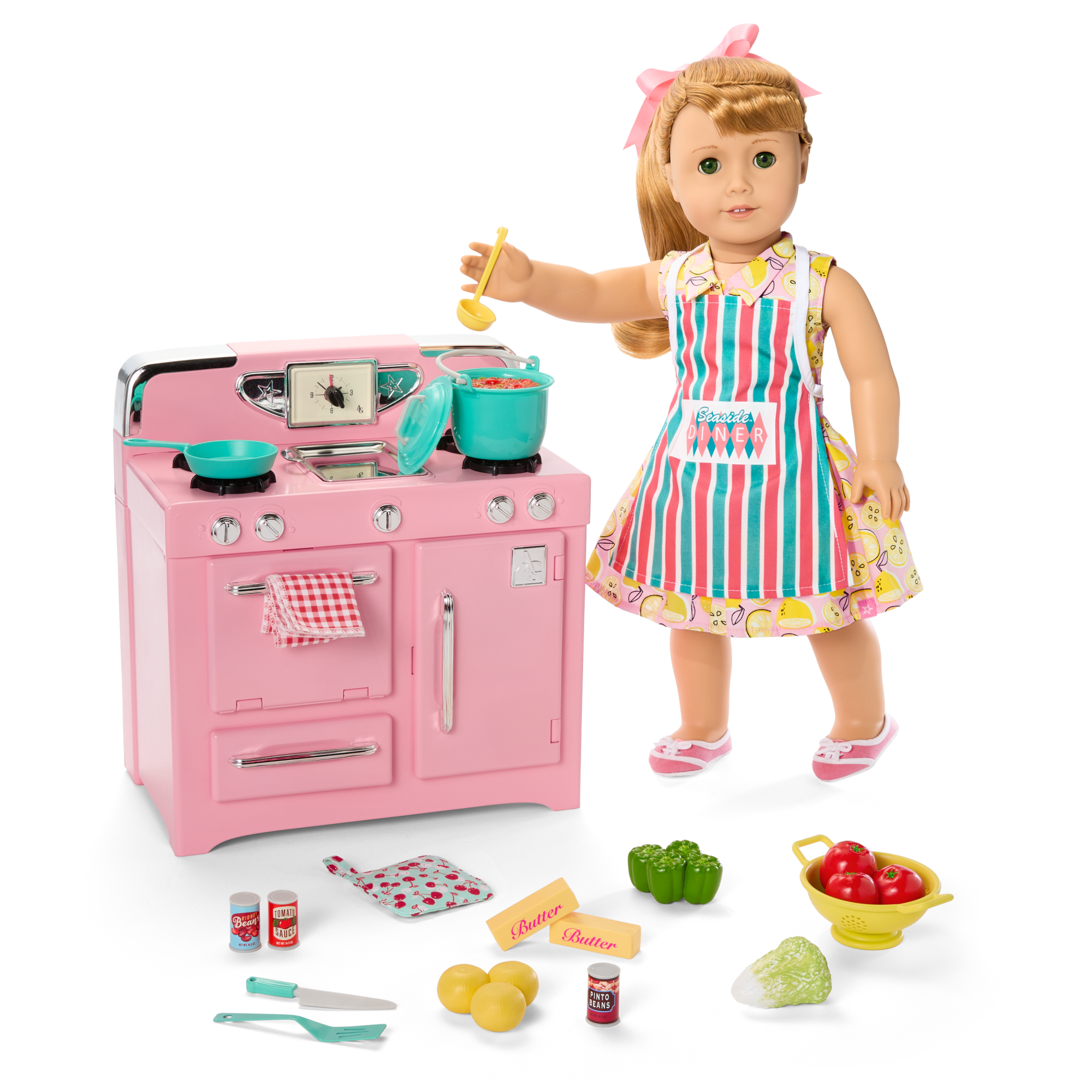 Maryellen’s Vintage Pink Doll Oven Set for 18-inch Dolls