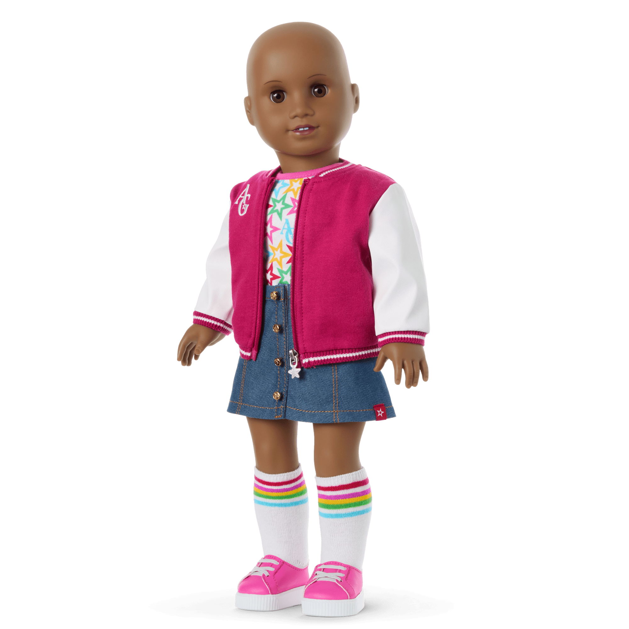 Truly Me™ 18-inch Doll #114 - Bald, Deep Skin, Sporty Outfit